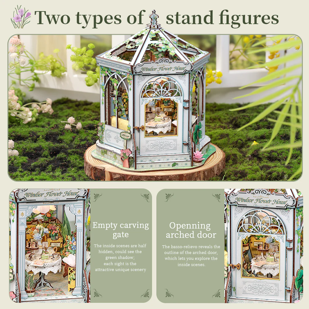 MINIATURE HOUSE - DIY- Maison des Fleurs Windsor - 235pc+Eclairage LED