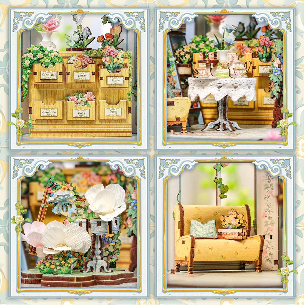 MINIATURE HOUSE - DIY- Maison des Fleurs Windsor - 235pc+Eclairage LED