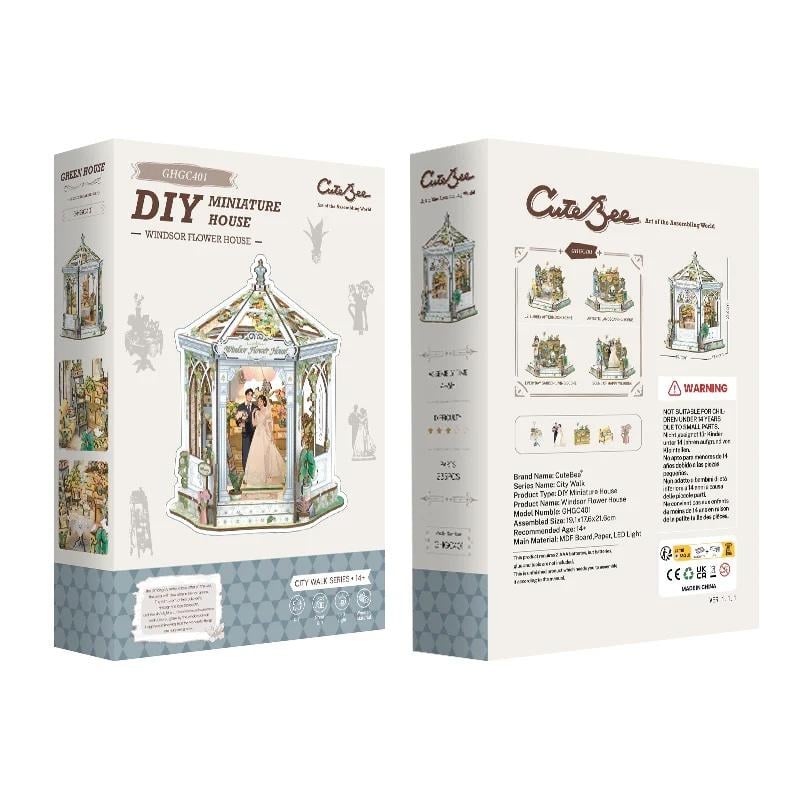 MINIATURE HOUSE - DIY- Maison des Fleurs Windsor - 235pc+Eclairage LED