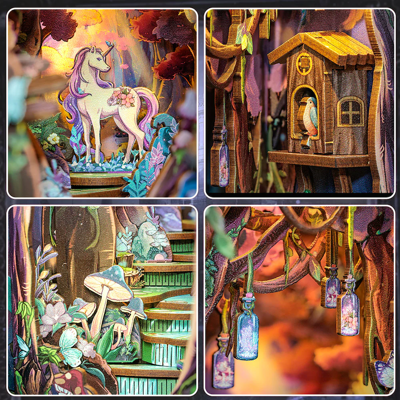 BOOK NOOK KIT - DIY - La Grâce de la Forêt - 89pc + Eclairage LED