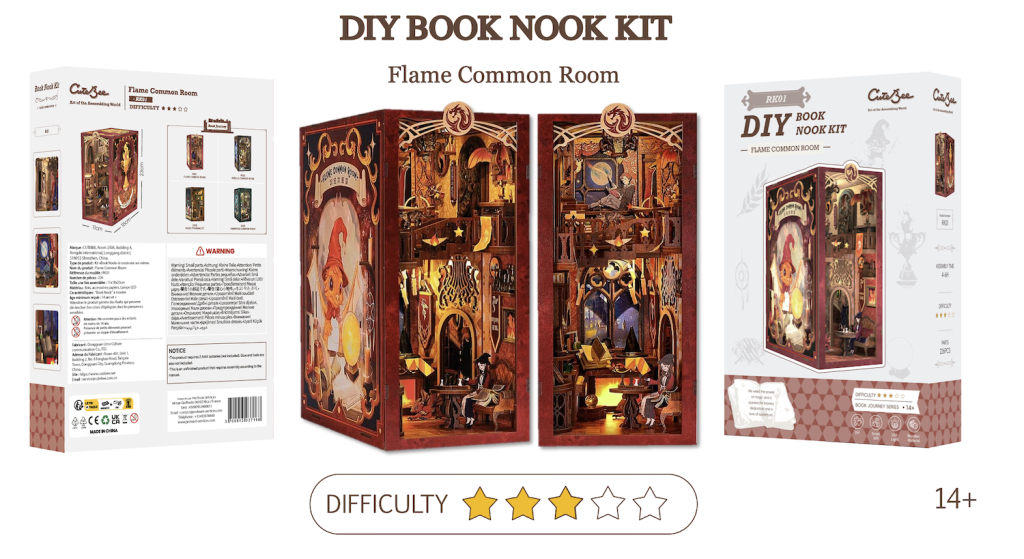 BOOK NOOK KIT - DIY - Salle Commune Flâme - 226pc + Eclairage LED