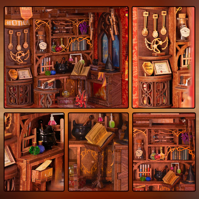 BOOK NOOK KIT - DIY - Salle Commune Flâme - 226pc + Eclairage LED