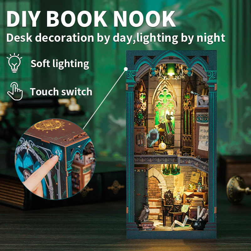 BOOK NOOK KIT - DIY - Salle Commune Sombre - 150pc + Eclairage LED