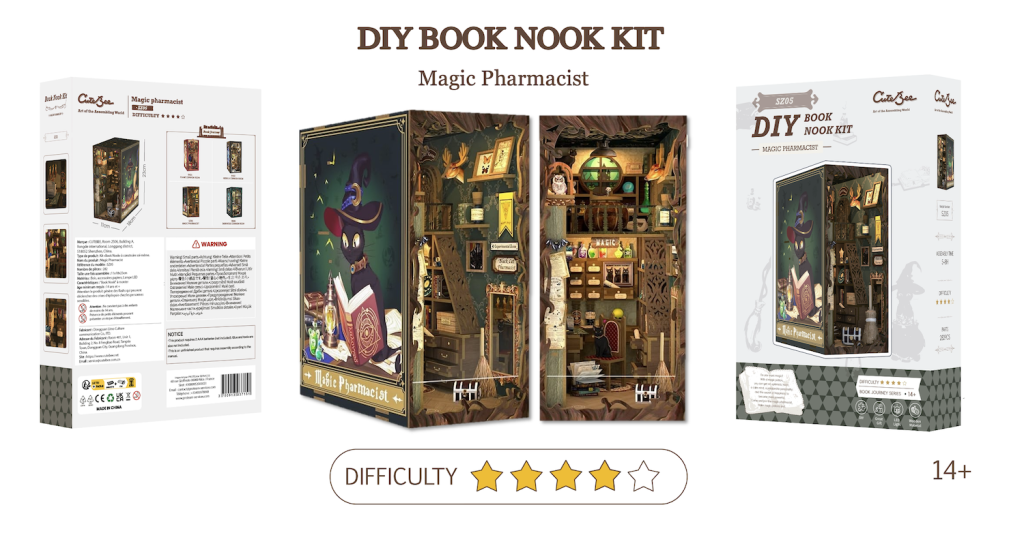 BOOK NOOK KIT - DIY - Pharmacien Magique - 282pc + Eclairage LED
