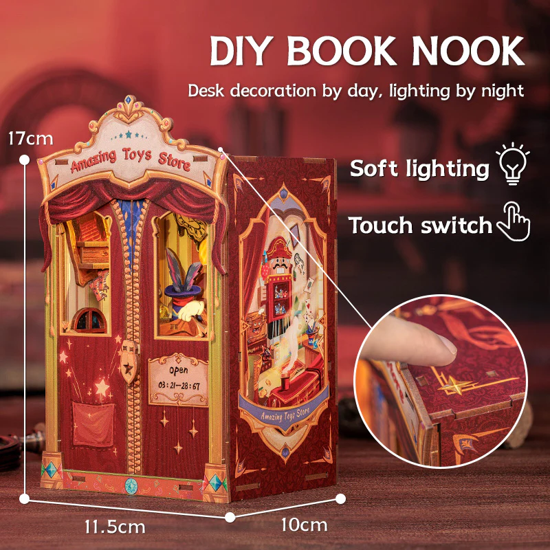 BOOK NOOK KIT - DIY - Magasin de Jouets - 103pc + Eclairage LED