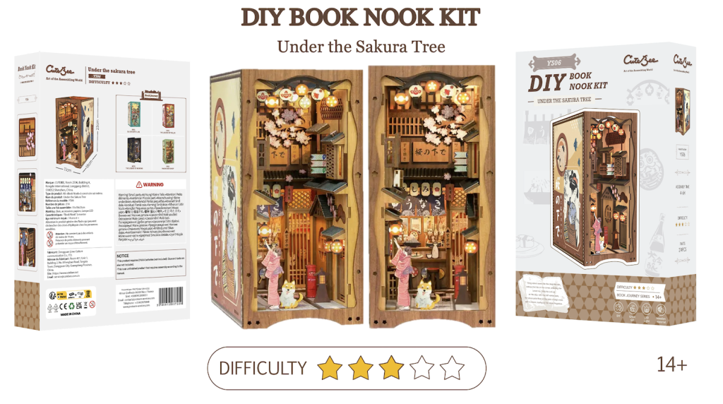 BOOK NOOK KIT - DIY - Sous l'Arbre de Sakura - 214pc + Eclairage LED