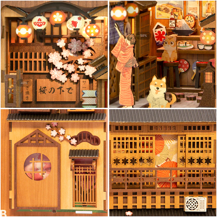 BOOK NOOK KIT - DIY - Sous l'Arbre de Sakura - 214pc + Eclairage LED