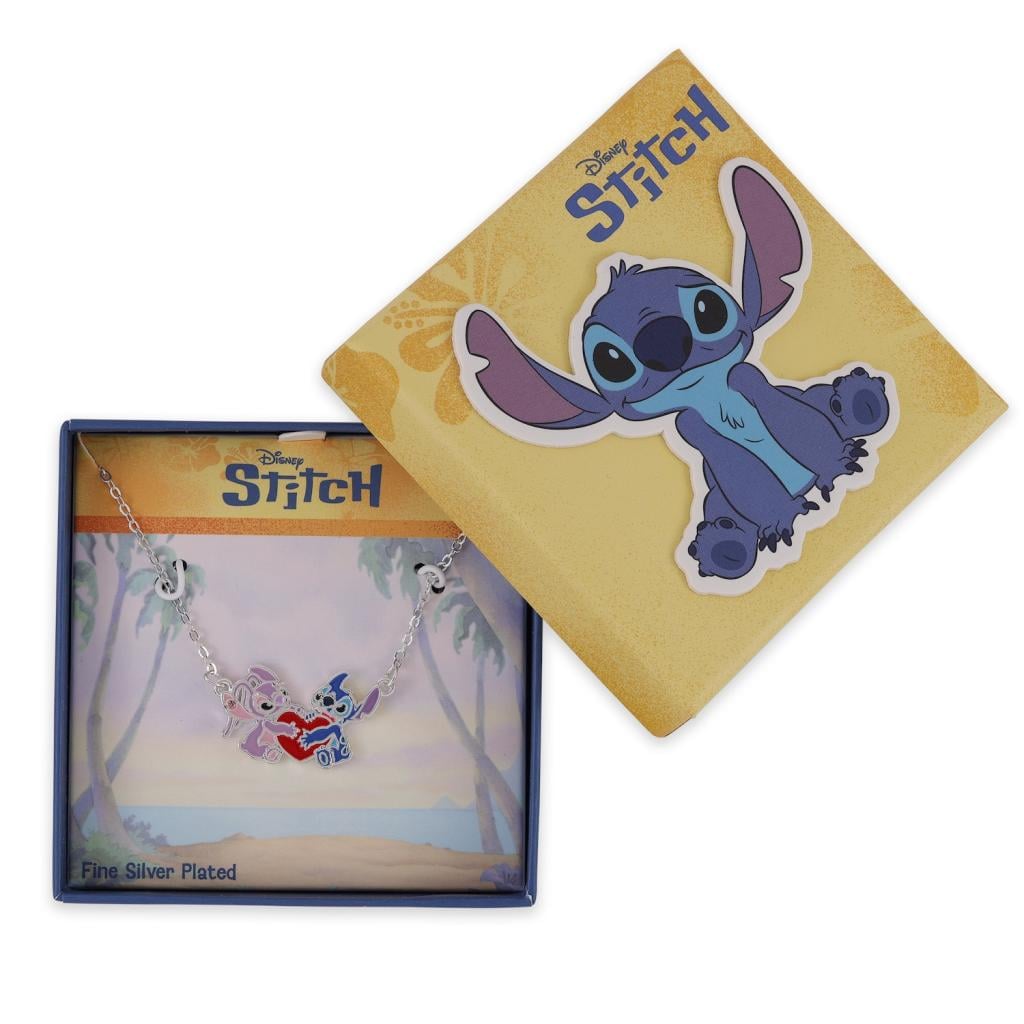 STITCH & ANGEL - Love - Collier Argenté avec Pendentif 18mm