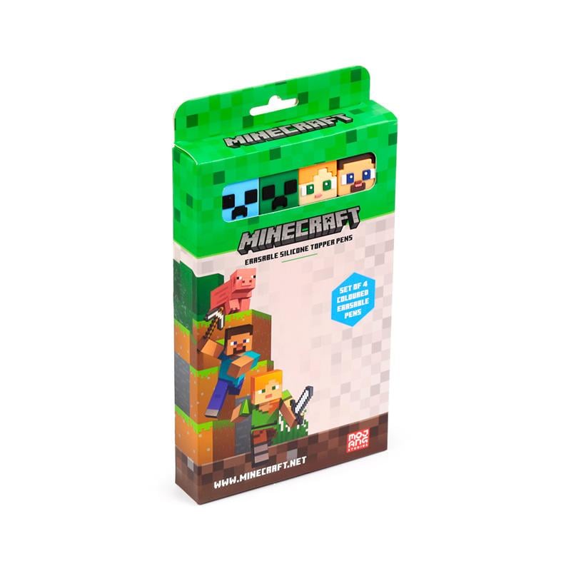 MINECRAFT - Chibi - Set de 4 Stylos à Gel Effaçable Head Topper