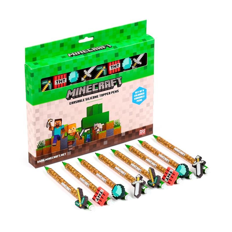 MINECRAFT - Outils - Set de 8 Stylos à Gel Effaçable Head Topper