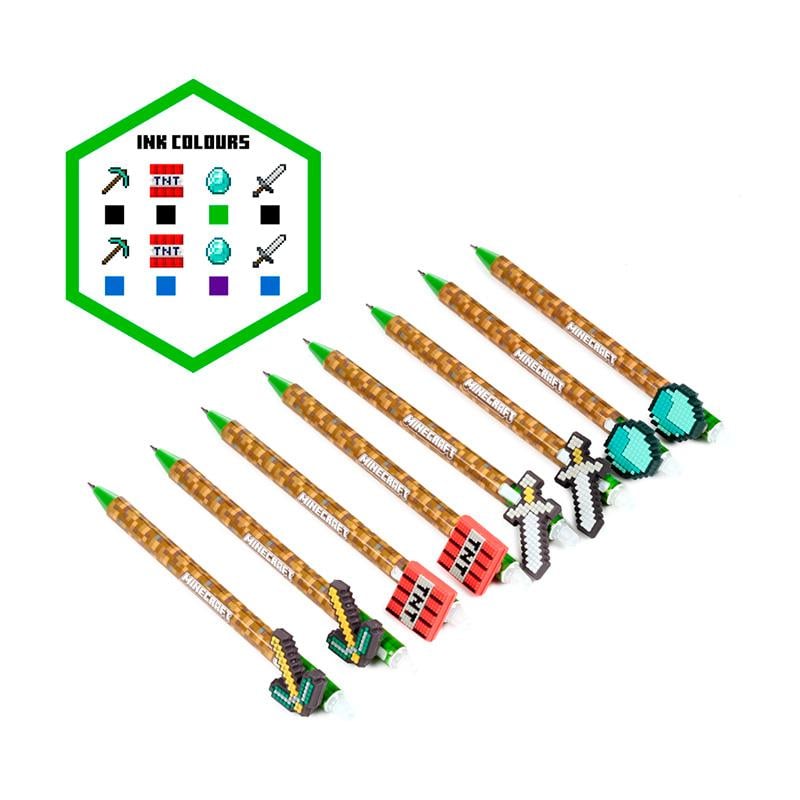 MINECRAFT - Outils - Set de 8 Stylos à Gel Effaçable Head Topper