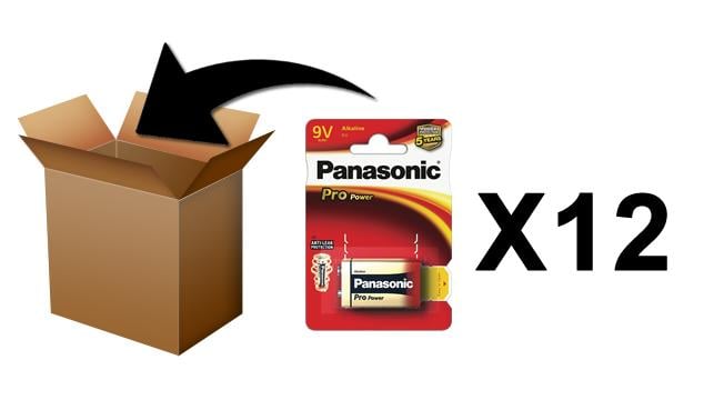 PANASONIC - Piles Alcaline Pro Power 9V-6LR61 X 1 - Boite de 12 pces