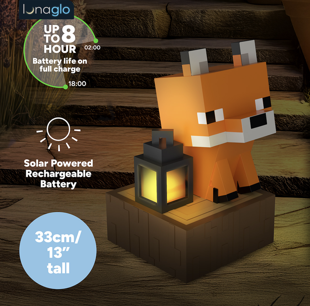 MINECRAFT - Renard - Lampe Solaire Extérieure 'LunaGlo' 33cm