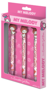 MY MELODY - 3 Stylos à Gel Effaçable + Head Topper