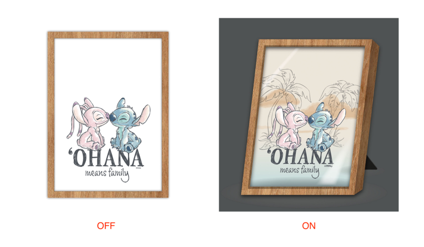 STITCH & ANGEL - Ohana means Family - Cadre Lumineux