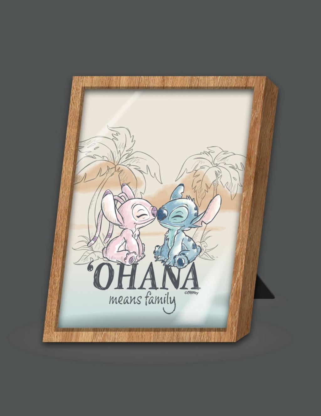 STITCH & ANGEL - Ohana means Family - Cadre Lumineux