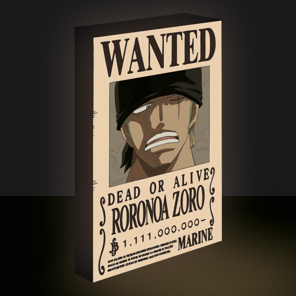 ONE PIECE - Zoro Wanted - Canvas Lumineux 40X30 Cm